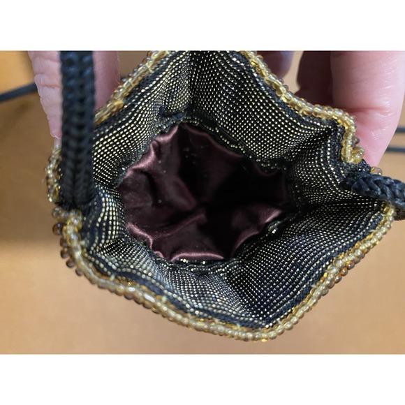 Beaded Small Crossbody Bag Black, Silver, Gold, Brown 6 x 3.5 inches Pouch - Picture 4 of 4